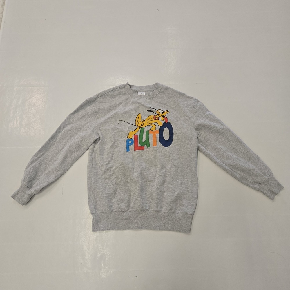 Disney Parks Pluto Light‎ Grey Cotton Blend Pullover Sweater Sz Small Disneyland